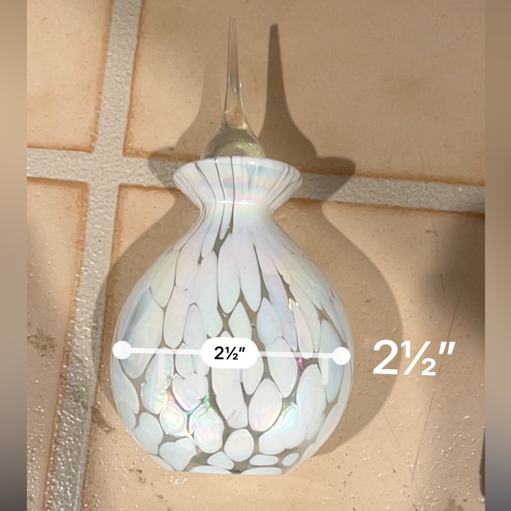 Vintage Russ Berrie Company Iridescent Blown Glass Perfume Bottle Mottled Vanity - Picture 5 of 12